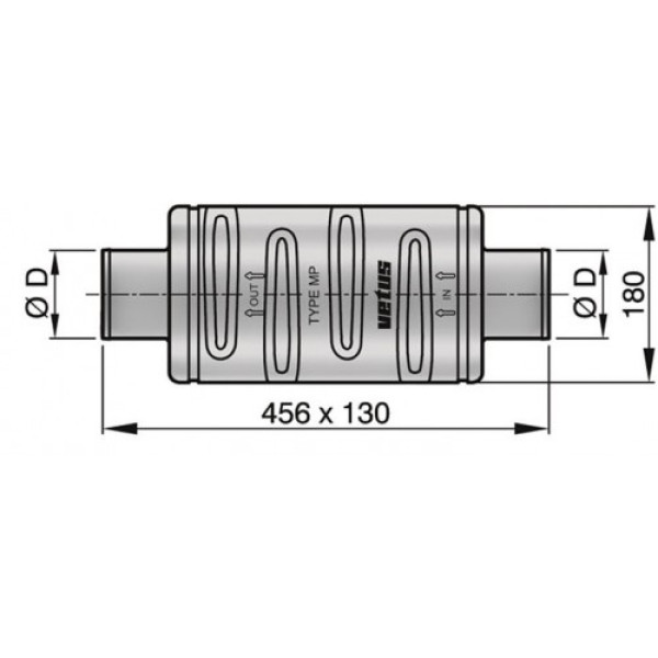 Äänenvaimennin MP75 Ø 75 mm