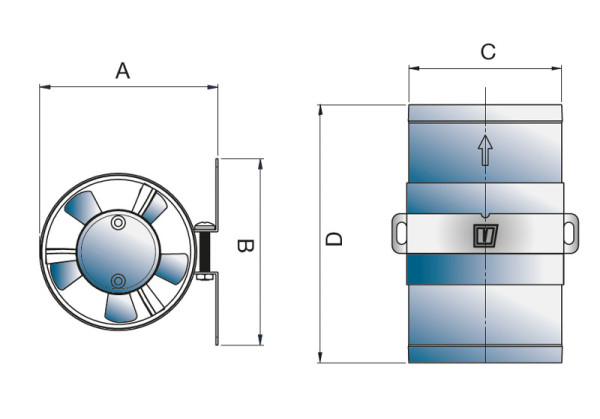 Kanavapuhallin 12V, d=102 mm